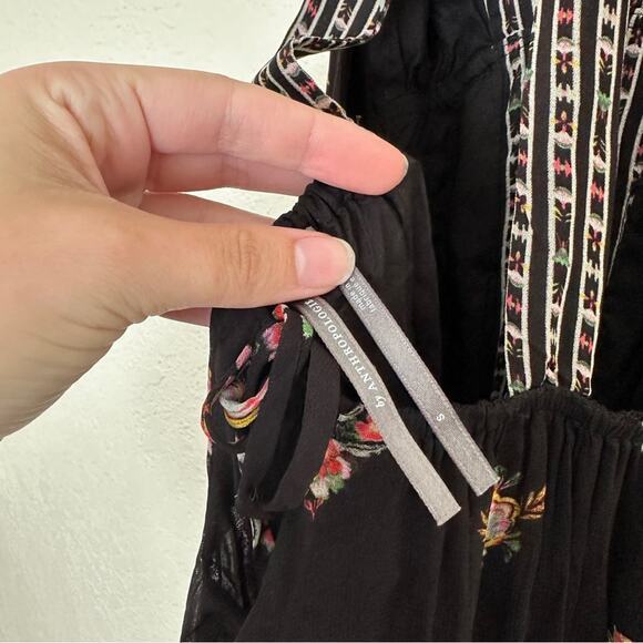 Anthropologie V Neck Floral Sleeveless Black Maxi Dress Small - Picture 4 of 9